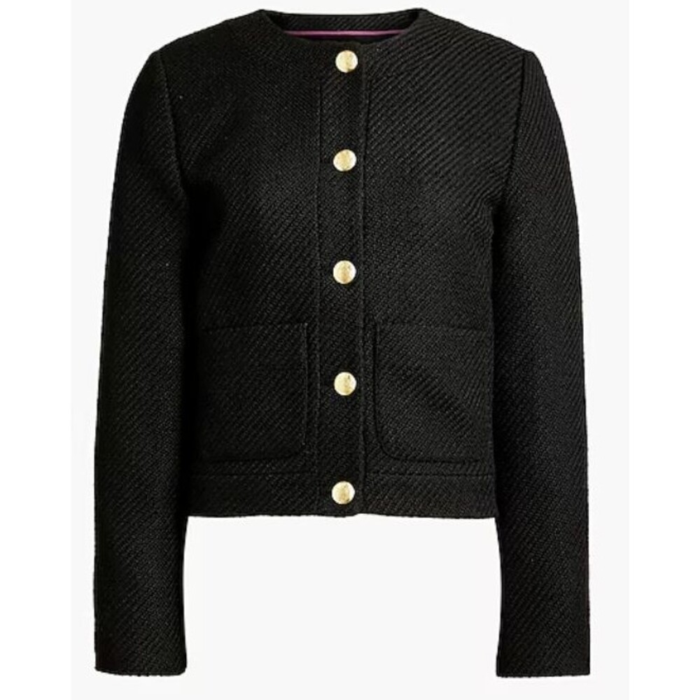 New J Crew Lady Jacket Black Tweed Cropped w/ Gold Buttons Size 20 NWT - Picture 7 of 16